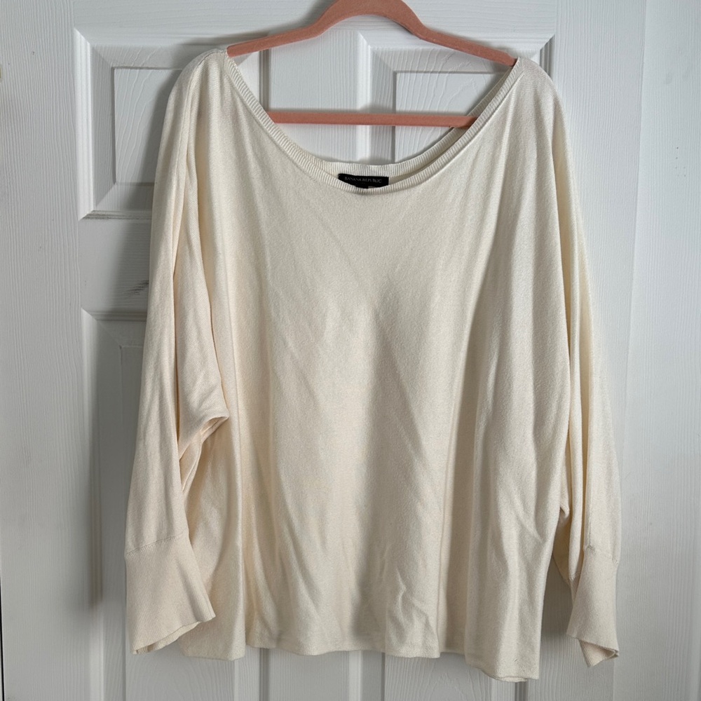 Banana Republic Cream Oversized boat neck sweater